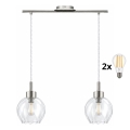 BRILAGI - LED lestenec na vrvici RETRO GLASS 2xE27/60W/230V mat krom/prozorno steklo