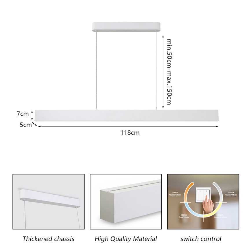 Brilagi - LED Lestenec na vrvici SLEEKLINE LED/40W/230V 3000/4500/6000K bela