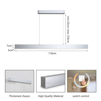 Brilagi - LED Lestenec na vrvici SLEEKLINE LED/40W/230V 3000/4500/6000K srebrna