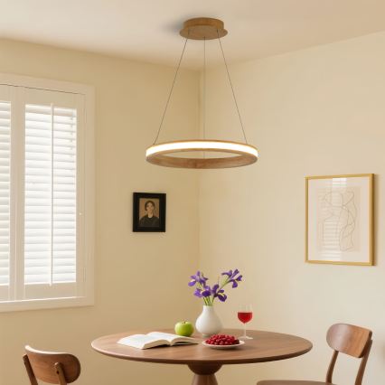 Brilagi - LED lestenec na vrvici UMEA WOOD LED/30W/230V pr. 40 cm kaučukovec