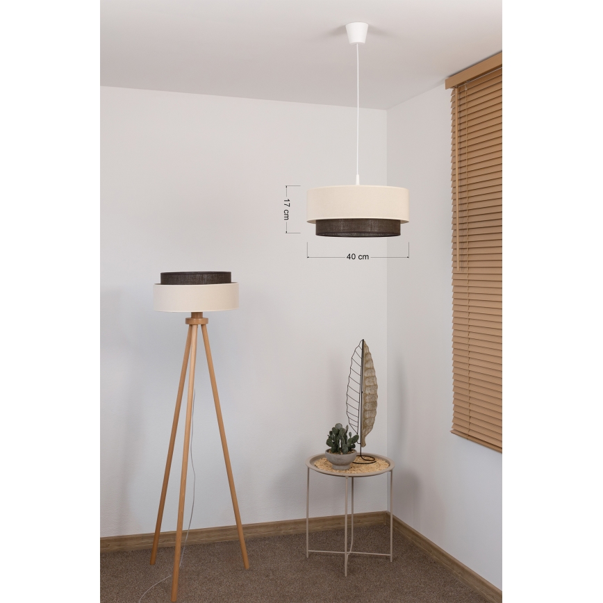 Brilagi - LED lestenec na vrvici v slogu BOHO 1xE27/15W/230V premer 40 cm kremna/rjava