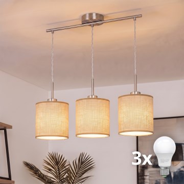 Brilagi - LED lestenec na žici NUBILA 3xE27/60W/230V svetlo rjava