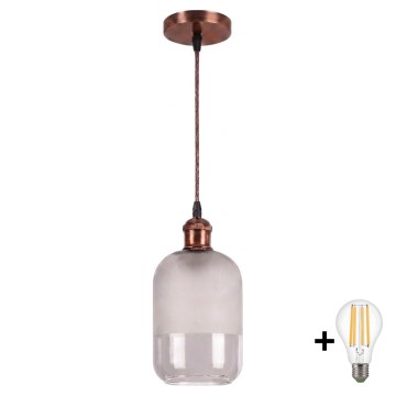 Brilagi - LED lestenec na žici RETRO GLASS 1xE27/60W/230V premer 14 cm bakrena/bela