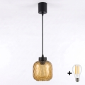 Brilagi - LED lestenec na žici RETRO GLASS 1xE27/60W/230V premer 14 cm črna/dimljena rjava