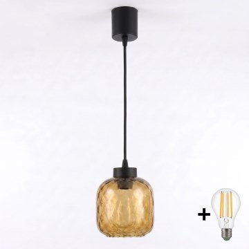 Brilagi - LED lestenec na žici RETRO GLASS 1xE27/60W/230V premer 14 cm črna/dimljena rjava