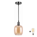 BRILAGI - LED lestenec na žici RETRO GLASS 1xE27/60W/230V premer 14 cm črna/zadimljena rjava