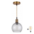 BRILAGI - LED lestenec na žici RETRO GLASS 1xE27/60W/230V premer 25 cm zlata/dimno siva