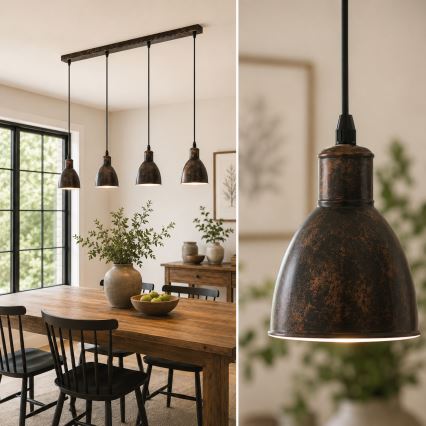 Brilagi - LED lestenec na žici RIDDY 4xE27/60W/230V meden/patina