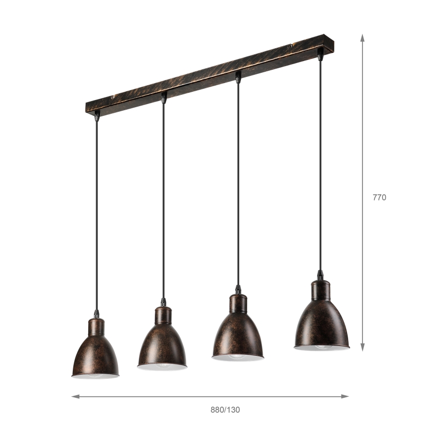 Brilagi - LED lestenec na žici RIDDY 4xE27/60W/230V meden/patina