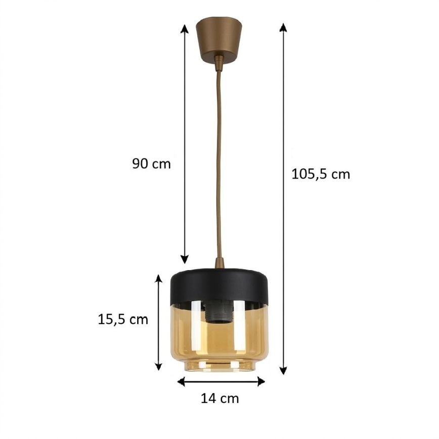 BRILAGI - LED viseči lestenec na vrvici RETRO GLASS 1xE27/60W/230V Ø 14 cm rjava/dimno bež/črna