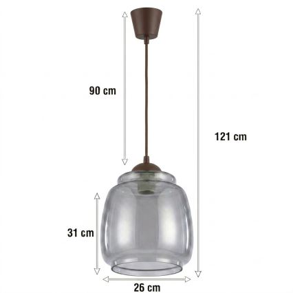 Brilagi - LED lestenec na kablu RETRO GLASS 1xE27/60W/230V premer 26 cm rjava/dimno siva