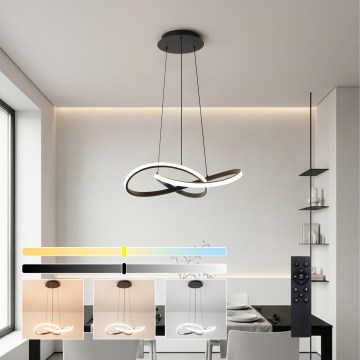 Brilagi - LED lestenec z zatemnitvijo na jeklenem lanku INFINITY LED/55W/230V 3000-6000K 50x50 cm črna + daljinski upravljalnik