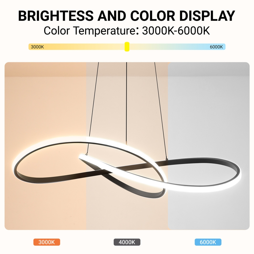 Brilagi - Zatemljiv LED lestenec na kablu INFINITY LED/80W/230V 3000-6000K 80x80 cm črna + daljinski upravljalnik