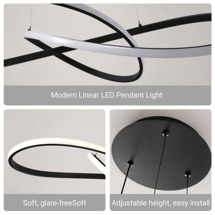 Brilagi - Zatemljiv LED lestenec na kablu INFINITY LED/80W/230V 3000-6000K 80x80 cm črna + daljinski upravljalnik