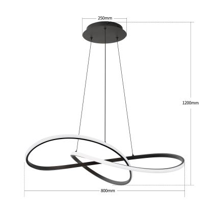 Brilagi - Zatemljiv LED lestenec na kablu INFINITY LED/80W/230V 3000-6000K 80x80 cm črna + daljinski upravljalnik