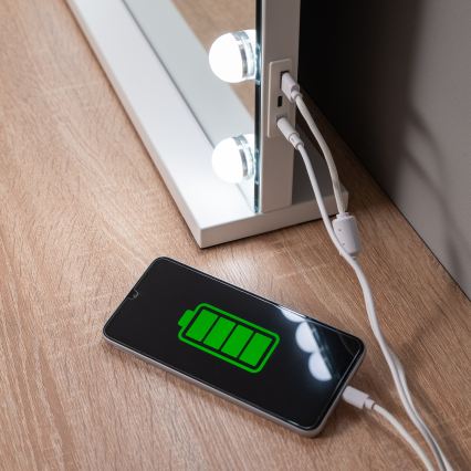 BRILAGI - LED zatemnljivo ličilno ogledalo HOLLYWOOD LED/15W/230V CCT + 2x USB 55x77 cm bela