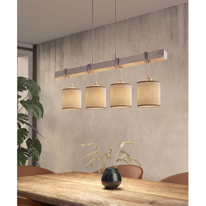 Brilagi - LED luster na jeklenem lanku NUBILA 4xE27/60W/230V siva/rjava