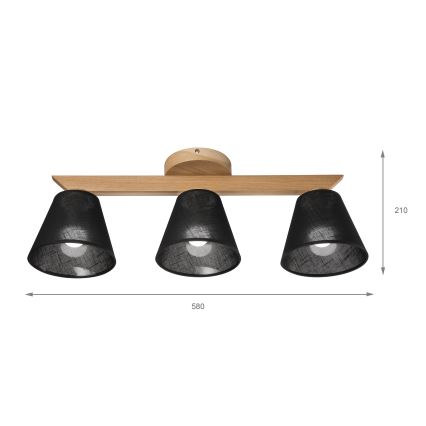 Brilagi - LED  Nadgradni lestenec ANTHONY 3xE14/40W/230V hrast/črna