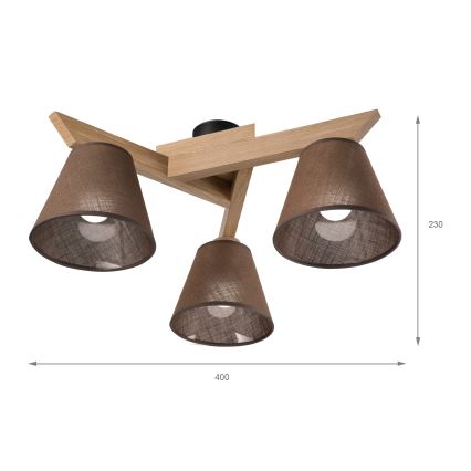 Brilagi - LED  Nadgradni lestenec ANTHONY 3xE14/40W/230V hrast/rjava