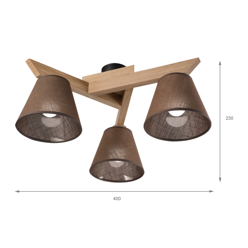 Brilagi - LED  Nadgradni lestenec ANTHONY 3xE14/40W/230V hrast/rjava
