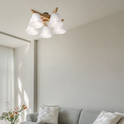 Brilagi - LED  Nadgradni lestenec ANTHONY 5xE14/40W/230V hrast/bela