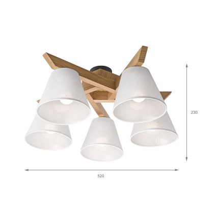 Brilagi - LED  Nadgradni lestenec ANTHONY 5xE14/40W/230V hrast/bela