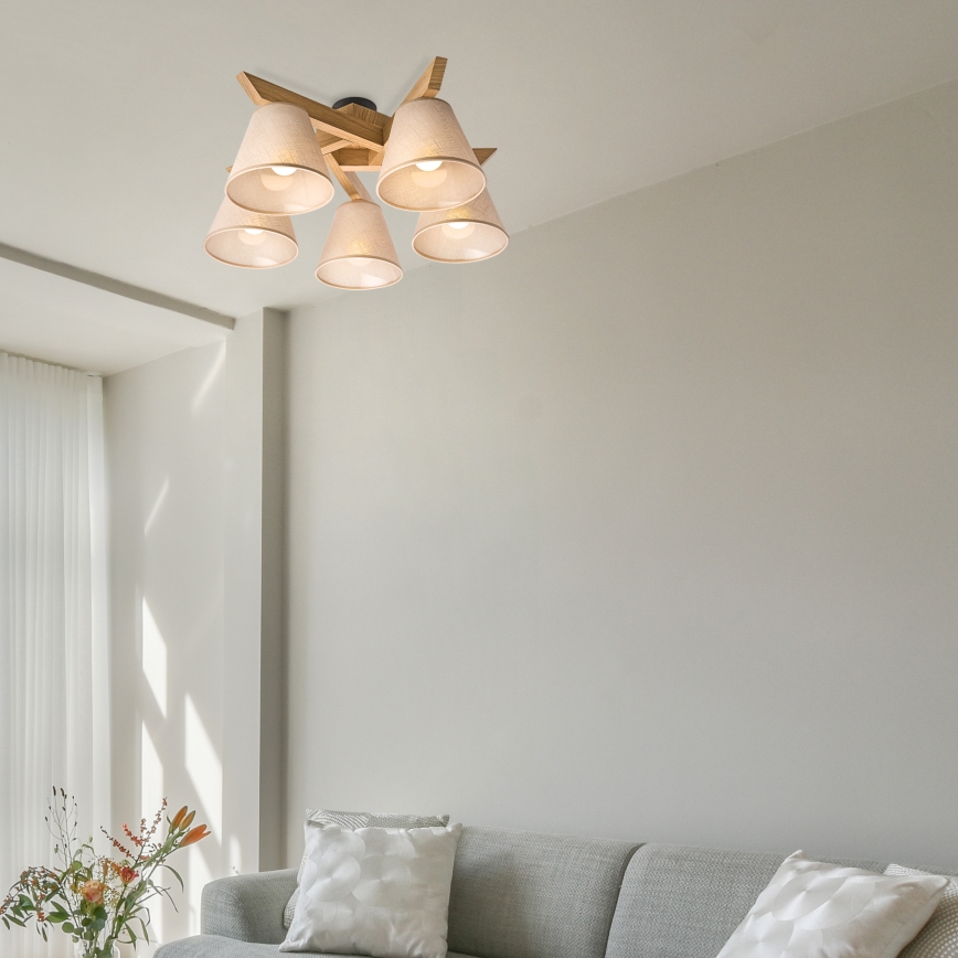 Brilagi - LED  Nadgradni lestenec ANTHONY 5xE14/40W/230V hrast/bež