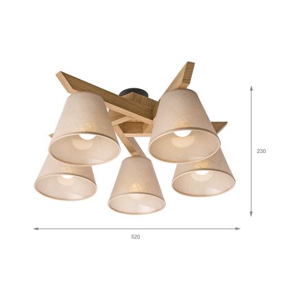 Brilagi - LED  Nadgradni lestenec ANTHONY 5xE14/40W/230V hrast/bež