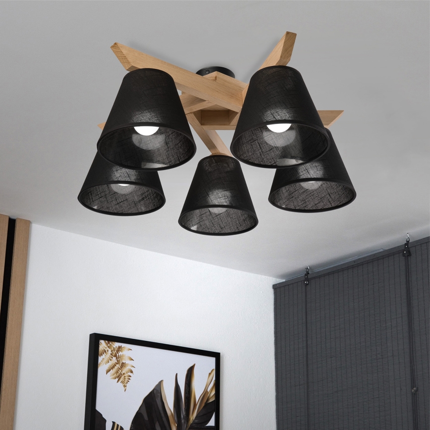 Brilagi - LED  Nadgradni lestenec ANTHONY 5xE14/40W/230V hrast/črna