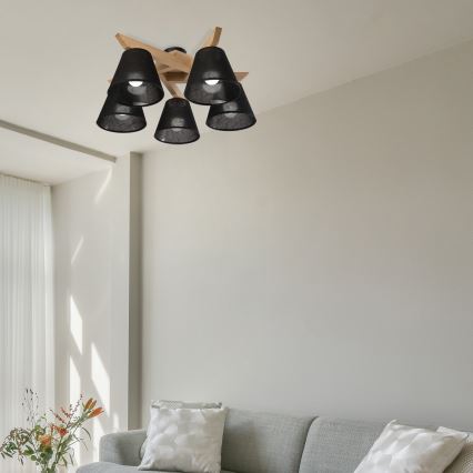 Brilagi - LED  Nadgradni lestenec ANTHONY 5xE14/40W/230V hrast/črna
