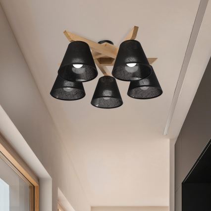 Brilagi - LED  Nadgradni lestenec ANTHONY 5xE14/40W/230V hrast/črna