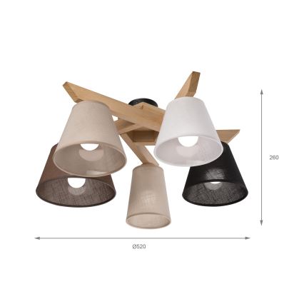 Brilagi - LED  Nadgradni lestenec ANTHONY 5xE14/40W/230V hrast