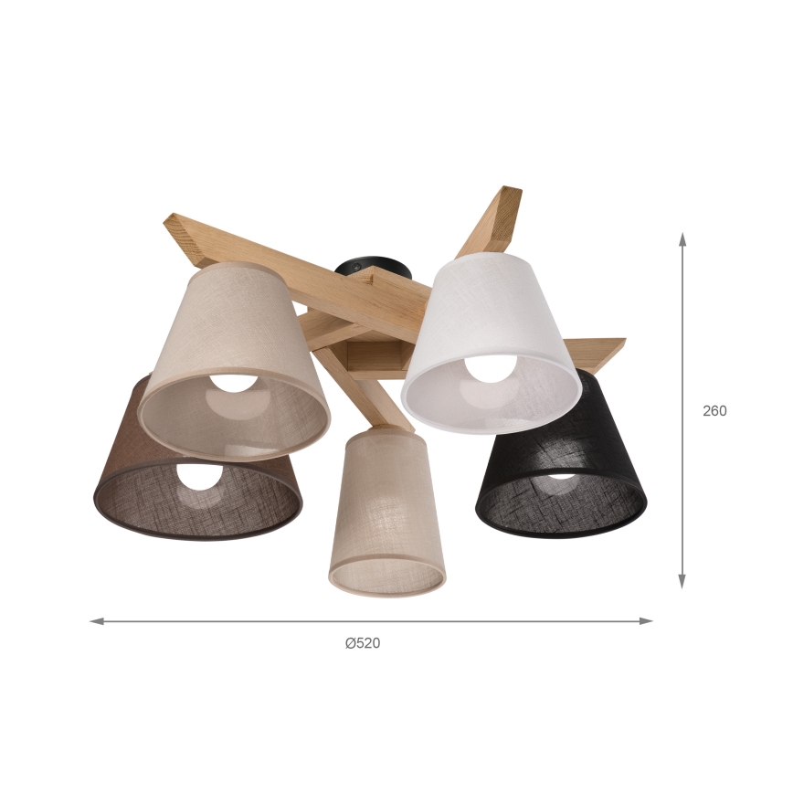 Brilagi - LED  Nadgradni lestenec ANTHONY 5xE14/40W/230V hrast