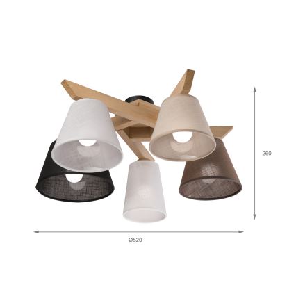 Brilagi - LED  Nadgradni lestenec ANTHONY 5xE14/40W/230V hrast