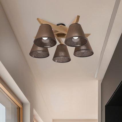 Brilagi - LED  Nadgradni lestenec ANTHONY 5xE14/40W/230V hrast/rjava
