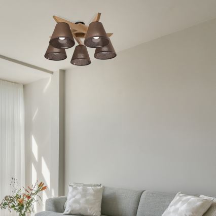 Brilagi - LED  Nadgradni lestenec ANTHONY 5xE14/40W/230V hrast/rjava