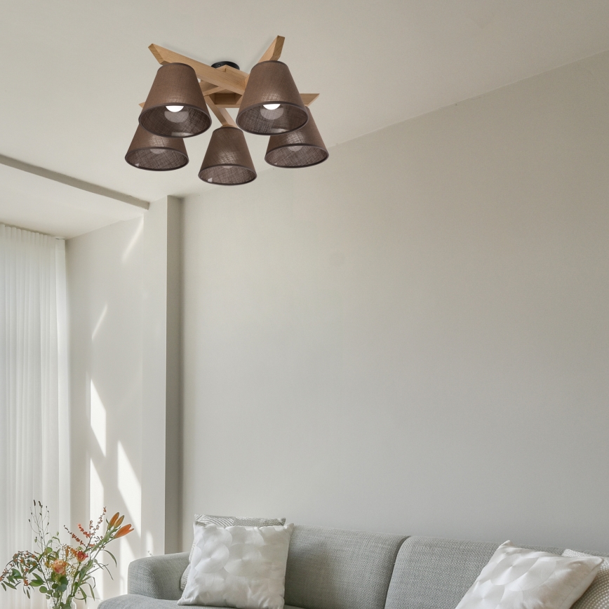 Brilagi - LED  Nadgradni lestenec ANTHONY 5xE14/40W/230V hrast/rjava