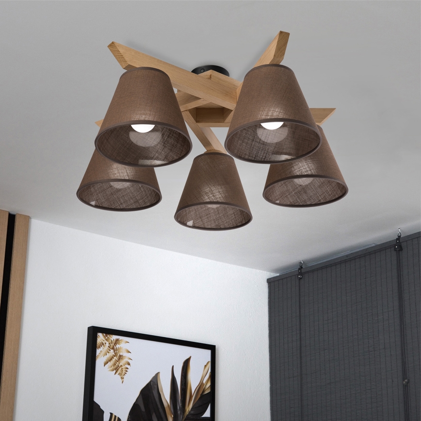 Brilagi - LED  Nadgradni lestenec ANTHONY 5xE14/40W/230V hrast/rjava