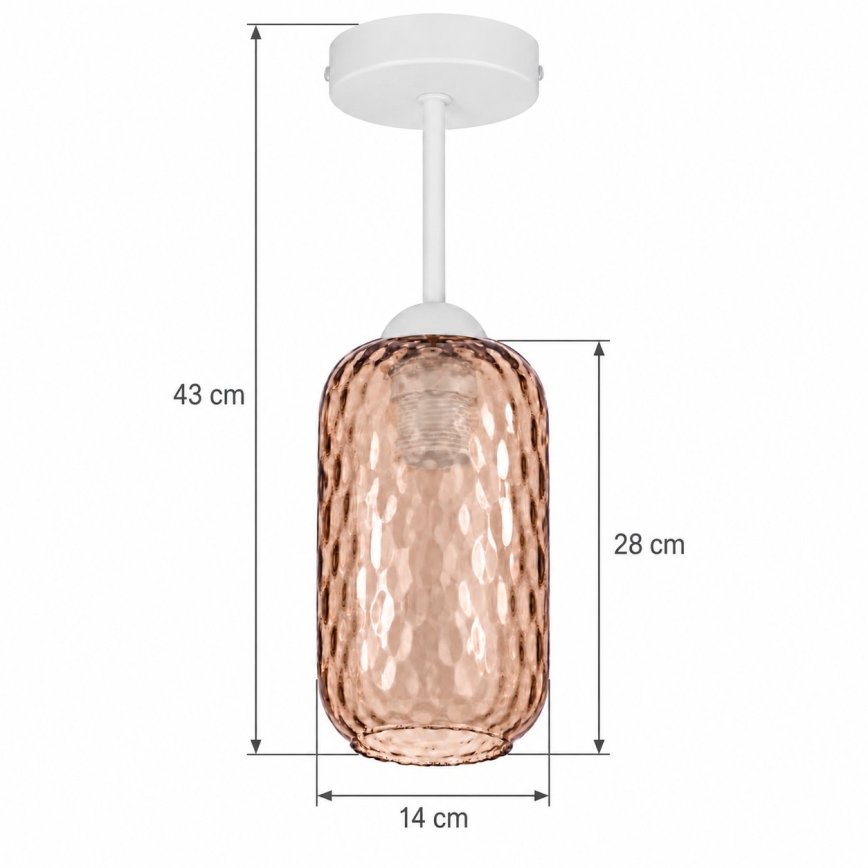 BRILAGI - LED nadometni lestenec RETRO GLASS 1xE27/60W/230V premer 14 cm bela/dimno rjava