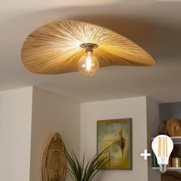 Brilagi - LED nadometna stropna svetilka CERIA BOHO 1xE27/40W/230V premer 80 cm rafija/hrast