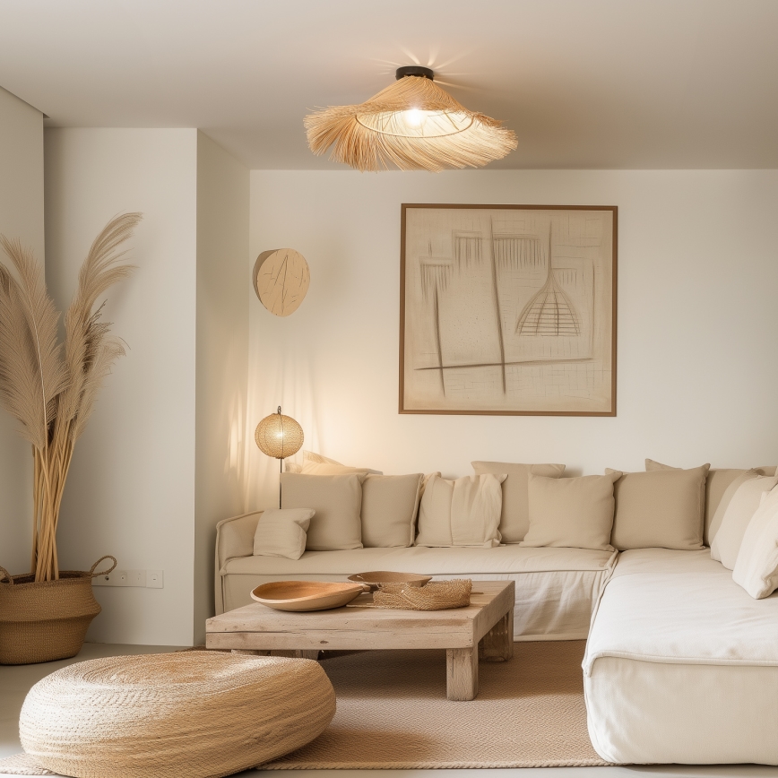 Brilagi - LED nadometni lestenec CERIA BOHO, 1xE27/40W/230V, premer 100 cm, iz ratana