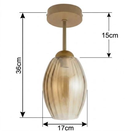 BRILAGI - LED pritrjen lestenec RETRO GLASS 1xE27/60W/230V, premer 17 cm, bež/dimno bež