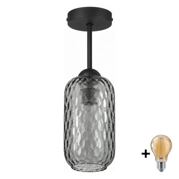 BRILAGI - LED Nadometni lestenec RETRO GLASS 1xE27/60W/230V premer 14 cm črna/dimno siva