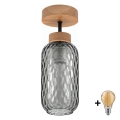 BRILAGI - LED Nadometni lestenec RETRO GLASS 1xE27/60W/230V Ø 14 cm hrast/dimno siva
