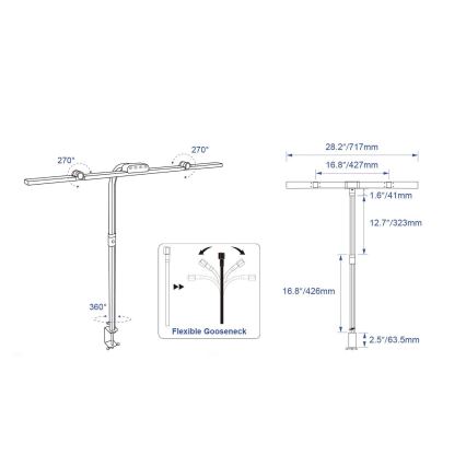 Brilagi - LED zatemnjevalna namizna svetilka na dotik s sponko VARIO LED/24W/230V 3000-6500K CRI 92 črna