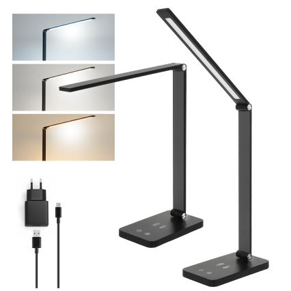 Brilagi - Zatemnjiva LED namizna svetilka na dotik z brezžičnim polnjenjem QI MODO CHARGE LED/7W/5V 3000/4000/6000K črna