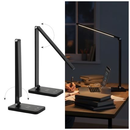 Brilagi - Zatemnjiva LED namizna svetilka na dotik z brezžičnim polnjenjem QI MODO CHARGE LED/7W/5V 3000/4000/6000K črna
