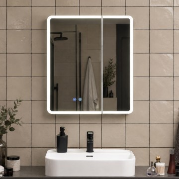 BRILAGI - LED ogledalna kopalniška omarica z osvetlitvijo NOTO DOUBLE 60x70 cm