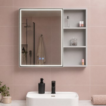 BRILAGI - LED ogledalna kopalniška omarica z osvetlitvijo NOTO SINGLE 78x65 cm
