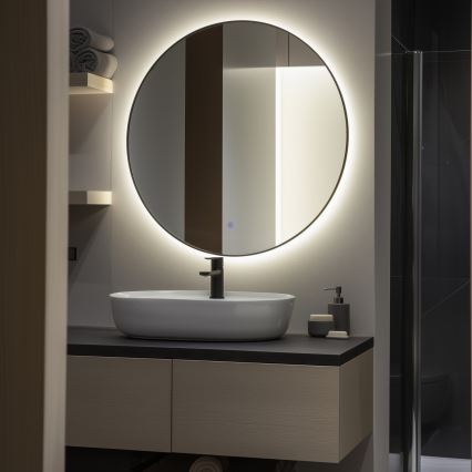 Brilagi - LED kopalniško ogledalo VENA BLACK LED/26W/230V Ø 80 cm IP44 CRI 90 zatemnljivo + CCT